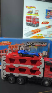 2 IN 1 Mainan Mobil Truck Deformation Catapult Alloy Car Inertia Sliding Folding Track 77 CM / Mainan Mobil Anak anak Toys