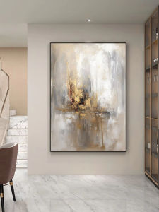 KAYOU | Paint By Numbers Kit DIY Abstract Gold Beige Handmade Oil Paintings Canvas Painting Home Wall Decor Art Craft Gift Unframed