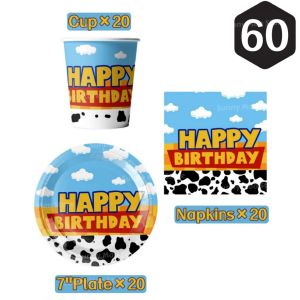 Hasbro | 60Pcs Toy Story Birthday Party Supplies Set Includes Paper Plates Cups Napkins Tableware for 20 Guests Decorations