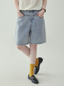 Fashion High Waist Straight Leg Loose Short Jeans Women Summer New Versatile Slimming Shorts Casual Style Button Closure