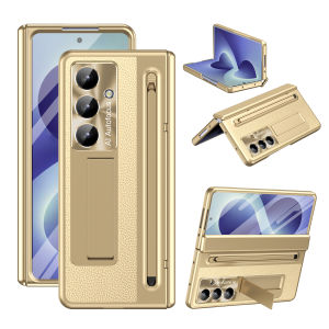 szhaiyu | PU Leather Glass Phone Case For Samsung Galaxy Z Fold 8 7 6 5 4  Fold8 Ultra Film Pen Slot with Pen Hinge Protection Cover
