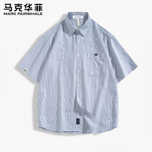 Mark Fairwhale | American Short Sleeve Striped Collar Loose Casual Breathable Shirt