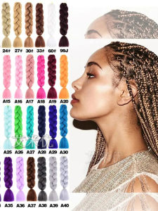 Colorful Large Braided Fake Hair Single Color Painted Tail Material Jumbo Braid Hair Wig for Halloween Party Cosplay