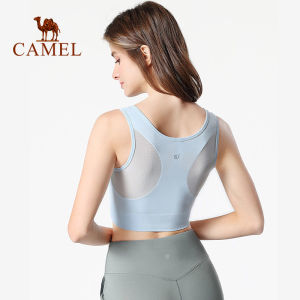 Camel Womens Shockproof Yoga Bra Mesh Fitness Sports Vest