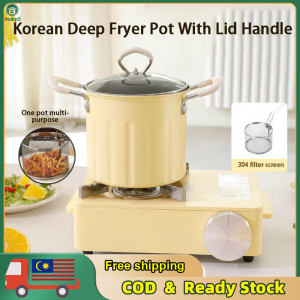 3L Korean Deep Fryer Pot Deep Fryer Pot with Basket Stove Top Deep Frying Pot Kitchen Oil Strainer Pot