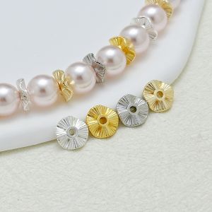 สร้อยคอ สร้อยข้อมือ DIY แฮนด์เมด ทองคำชุบทอง 18K ทรงกลม ขอบสีเขียว ลูกปัดแยกสีเงิน ลูกปัดแยกสีทองแดง ลูกปัดแยกสีทองแดง