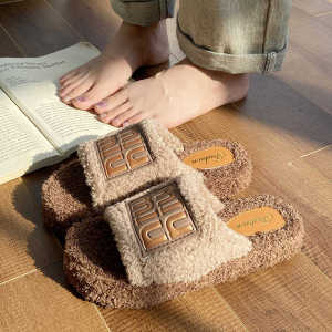 Cotton Slippers Womens Fall and Winter Outer Wear Indoor Soft Bottom Warm Plush 2024 New Arrival Non Slip Home Slippers Cotton-Padded Shoes for Women