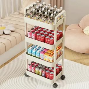 Xe Đẩy Di Động 3/4 Tầng - Xe Đẩy Đa Năng Nhà Bếp Phòng Tắm Có Bánh Xe Khung Nhựa Giá Để Đồ Gia Dụng