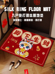 Red Anti-Slip Door Mat Snake Year Entrance Rug Outdoor Festive Modern Simple Style Carpet Dustproof Wear Resistant Home Textile