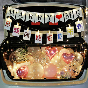 Romantic Proposal Car Trunk Decoration Sedan SUV Tailgate Creative Arrangement Valentines Day Surprise Festive Decorations