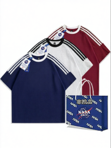 American Vintage Heavyweight Cotton 3 Stripe Short Sleeve T-Shirt