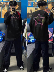 Áo Thun Nam Tay Ngắn in Số Phong Cách Mỹ Mùa Hè Rộng Rãi Màu Đen Cotton Nguyên Chất Học Sinh Áo Sơ Mi Cơ Bản