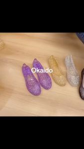 OKAIDO Sandal Slip On Flatshoes Wanita Cewek Perempuan Jelly Clear Gaya Fashion Korea Style Kekinian
