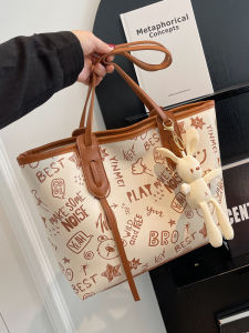 Trendy Minimalist Single Shoulder Commuter Ladies Handbag 2025 Spring New Fashionable Tote Bag Casual Double Layered Zipper