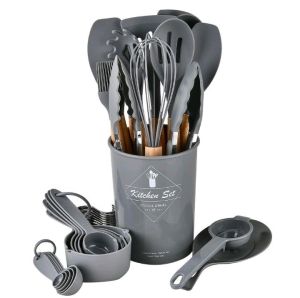 KITCHEN SET Sutil Silikon Isi 17pcs Spatula Tahan Panas Wadah Bulat