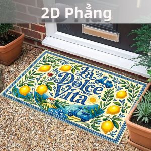 VIKAMA "La Vita" Lemon Landscape Thảm Trong Nhà Hoa Polyester Thảm Chùi Chân Thảm Chào Mừng Cho Nhà Bếp Phòng Khách Trang Trí Nhà Cửa