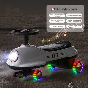 Durable Dual-seat Scooter Silent Light-up Wheels