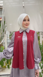 MDLY Baju kemeja atasan wanita/Atasan Silk Kombinasi Bordir/Kemeja Semi Formal/Youraa Shirt by MDLY