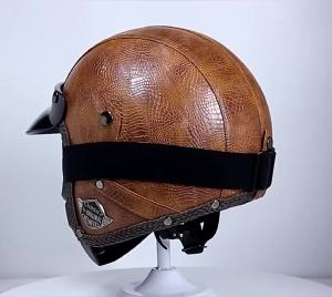 Đức cổ điển mở mặt xe máy Mũ bảo hiểm Cafe racer R PU da Motocross Scooter máy bay phản lực casco với Goggle Moto capacete Dot