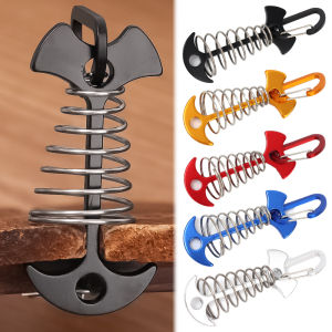 สมอเรือบนดาดฟ้าหมุดเต็นท์ก้างปลาพร้อมหัวเข็มขัดสปริงกันลมอลูมิเนียมอัลลอยด์เชือกยึดเต็นท์แคมปิ้งตะปู