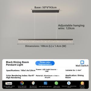 FANZHEN | Eye-Protective Minimalist Design Long Linear Dining Pendant Light