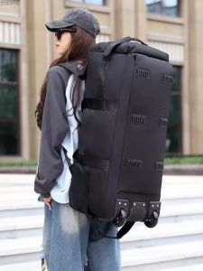 Large Travel Backpack for Men Foldable Outdoor Equipment Cycling Camels Bag Multifunctional Check-In Bag with Wheels Business Commuting Style