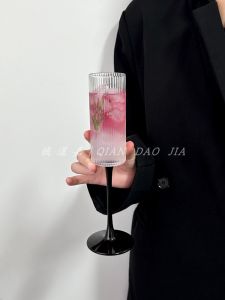Special Cocktail Glass High Aesthetics Black Rod Champagne Cup Nordic Style Glass Bubble Drinkware for State