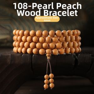HUAKAIYUNDUO | Natural Peachwood Transcendental Protecting Strand 108 Beads