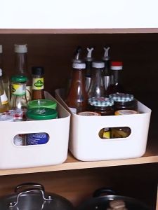 MERCUR PP plastic storage box home organizer table top storage basket sundries snack kitchen storage box plastic storage box large opening design large capacity multi-color storage basket portable side handle storage box with handle kitchen