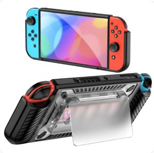 Case for Nintendo Switch OLED Protective Shell for Switch OLED Console Shockproof Back Cover Clear Hard PC + Soft Silicone Capas ﻿