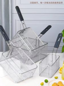 Thickened Stainless Steel Square Oil-Frying Oven Commercial Deep Fryer Basket Filter Oil Net Kitchen Cooking Utensils 6L