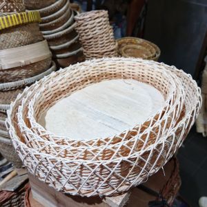 Keranjang rotan oval - keranjang rotan isi 3 - keranjang dekor - keranjang buah
