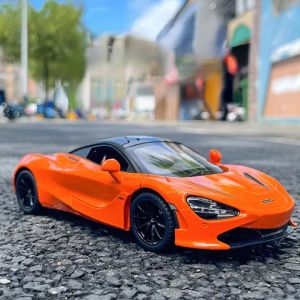 【WJ】 1:24/1:32 McLaren 720S alloy diecast car model with butterfly door with sound and light pull back for kids boy children toy car collection gift