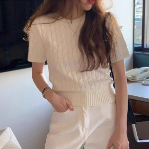 SHUQINGLAI | Áo Sweater Knit Tay Ngắn Phong Cách Pháp Đẹp Mát Mẻ Mùa Hè