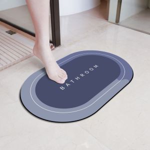 VIKAMA Minimalist Oval Diatom Mud Floor Mat Absorbency Non-Slip Bathroom Floor Mat Quick-Drying Bathroom Door Mat Home Decor