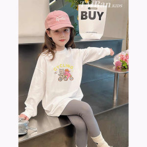 Spring New Arrival Kids T-Shirt White Cotton Cartoon Girls Top Casual Style Base Layer Shirt for Medium And Large Children