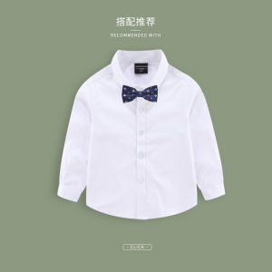 Kids Brushed White Shirt Boys Thickened White Shirt Long Sleeves Primary School Uniform Childrens Girl JK Performance Clothes