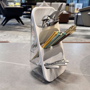 [แม่สามีใช้เองสวย] กล่องเก็บตะเกียบเคาน์เตอร์อเนกประสงค์เครื่องใช้บนโต๊ะอาหารในห้องครัวชั้นวางช้อนระบายน้ำได้