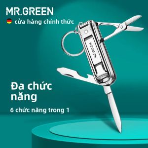 Mr. màu xanh lá cây đa chức năng cắt móng tay Sáu chức năng tập tin móng tay mở chai nhỏ cắt kéo cắt móng tay thép không gỉ