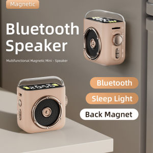 Mini Wireless Bluetooth Speaker Magnetic Backclip Time Display Hifi Sound Night Light Handsfree TF Card Play MP3 Music Player