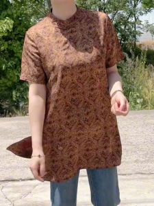 UYFY | Elegant New Chinese Style Stand Collar Short Sleeve Womens T-Shirt Casual Loose Fit High Waist Autumn Fashion Top