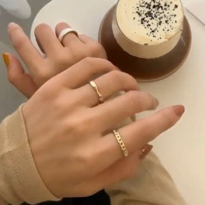 Set 3 Chiếc Nhẫn Hở Nữ Cao Cấp Vân Đá Có Thể Điều Chỉnh Kích Cỡ Thời Trang Hàn Quốc Độc Đáo Cá Tính Trang Sức Phụ Kiện Thanh Lịch NA-19