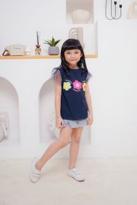 Ava Tee Lucuna Atasan Anak Combed Mix Tile Motif Flower Size 1-5 Tahun - Atasan Tile Anak  Tunik Anak Tile Baju Anak Perempuan