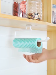 Self Adhesive Kitchen Paper Towel Holder No Drill Cabinet Tissue Roll Hanger Punch-Free Wall Mount Rack Bathroom Organizer Space Saving SG Seller Ready Stock