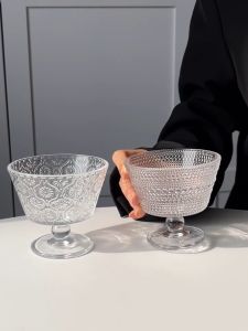 【พร้อมส่งจากไทย】แก้วใส ลายทางสุดน่ารัก เหมาะกับใส่เครื่องดื่มเย็น ไอติม สูง และหนาใบใหญ่ คาร์เฟ