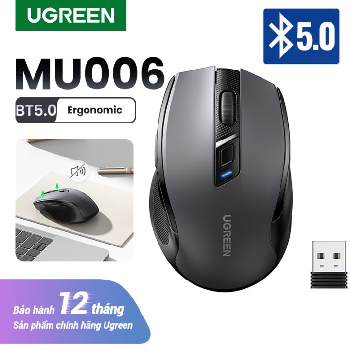 UGREEN chuột Bluetooth 2.4G chuột không dây Wireless Mouse Ergonomic Silent Mouse 4000DPI for MacBook Tablet Laptop Computer Desktop PC Model: 90855