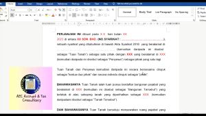 Perjanjian Penyewaan Pejabat/Kedai untuk tujuan Perniagaan template (BM version)