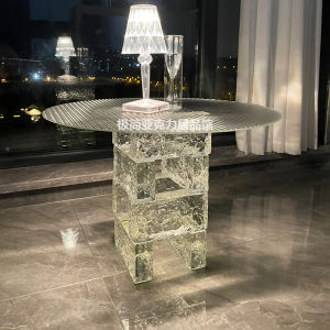 Minimalist Creative Transparent Acrylic Tea Table round Changhong Living Room Accessible Luxury Glass Side Table Bar B & B Small Table