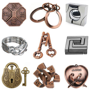 High Difficulty Intelligence Boosting Toy Wu Zhi Ling Lock Full Set Ancient Wisdom Key Lock Puzzling Brain Teaser for Kids