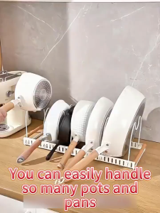 Adjustable Width Pan Organizer Pot Rack Under Sink Expandable Pot Lid Holder Kitchen Rack